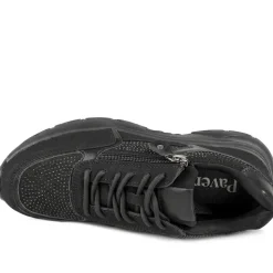 Casual Cushioned Zip & Lace Trainers - Black