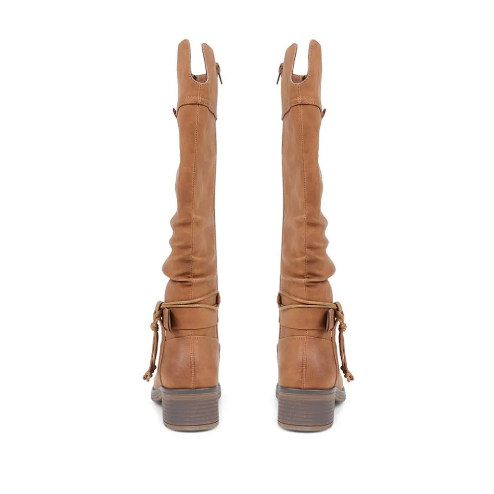 Casual Knee-High Boots - Camel