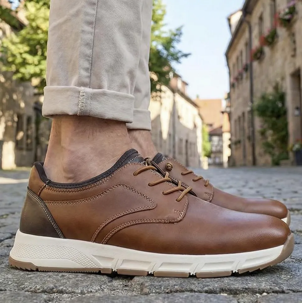 Casual Lace Up Shoes With Grip Sole - Tan