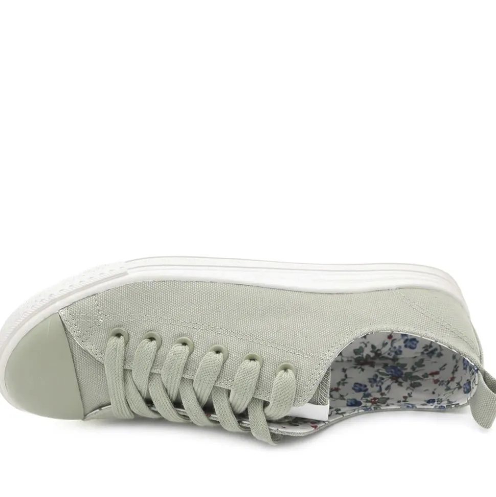 Casual Lace Up Trainers - Sage