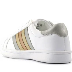 Casual Lace-Up Trainers - White Metallic