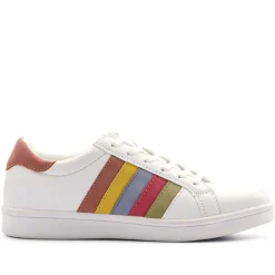 Casual Lace-Up Trainers - White Multi