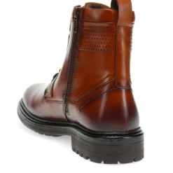 Casual Leather Ankle Boots - Dark Tan