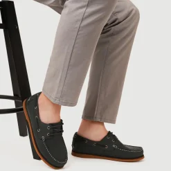 Casual Leather Boat Shoes - Black