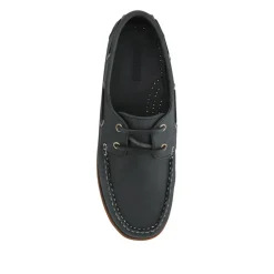 Casual Leather Boat Shoes - Black