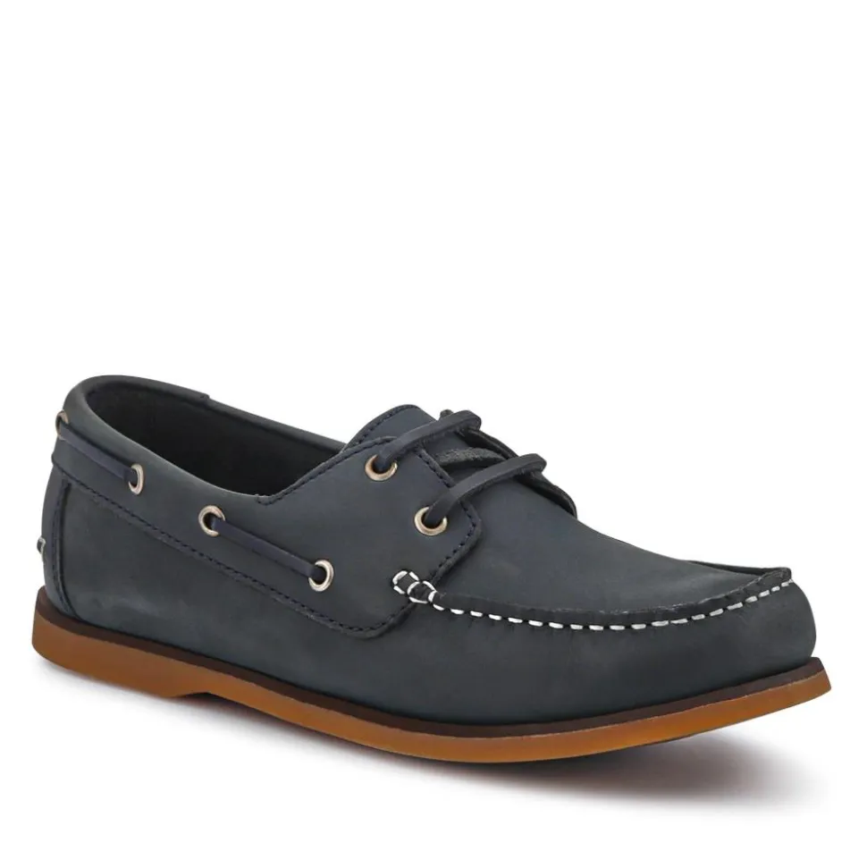 Casual Leather Boat Shoes - Black