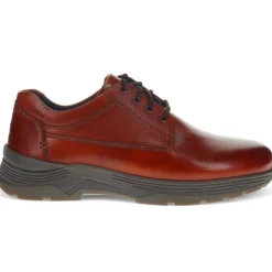 Casual Leather Lace-Up Shoes - Cognac