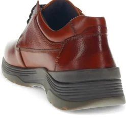 Casual Leather Lace-Up Shoes - Cognac