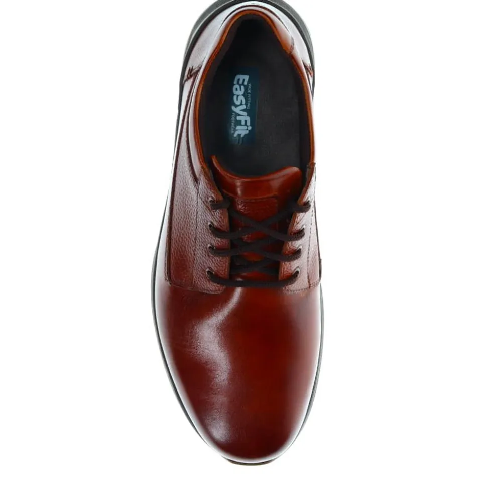 Casual Leather Lace-Up Shoes - Cognac