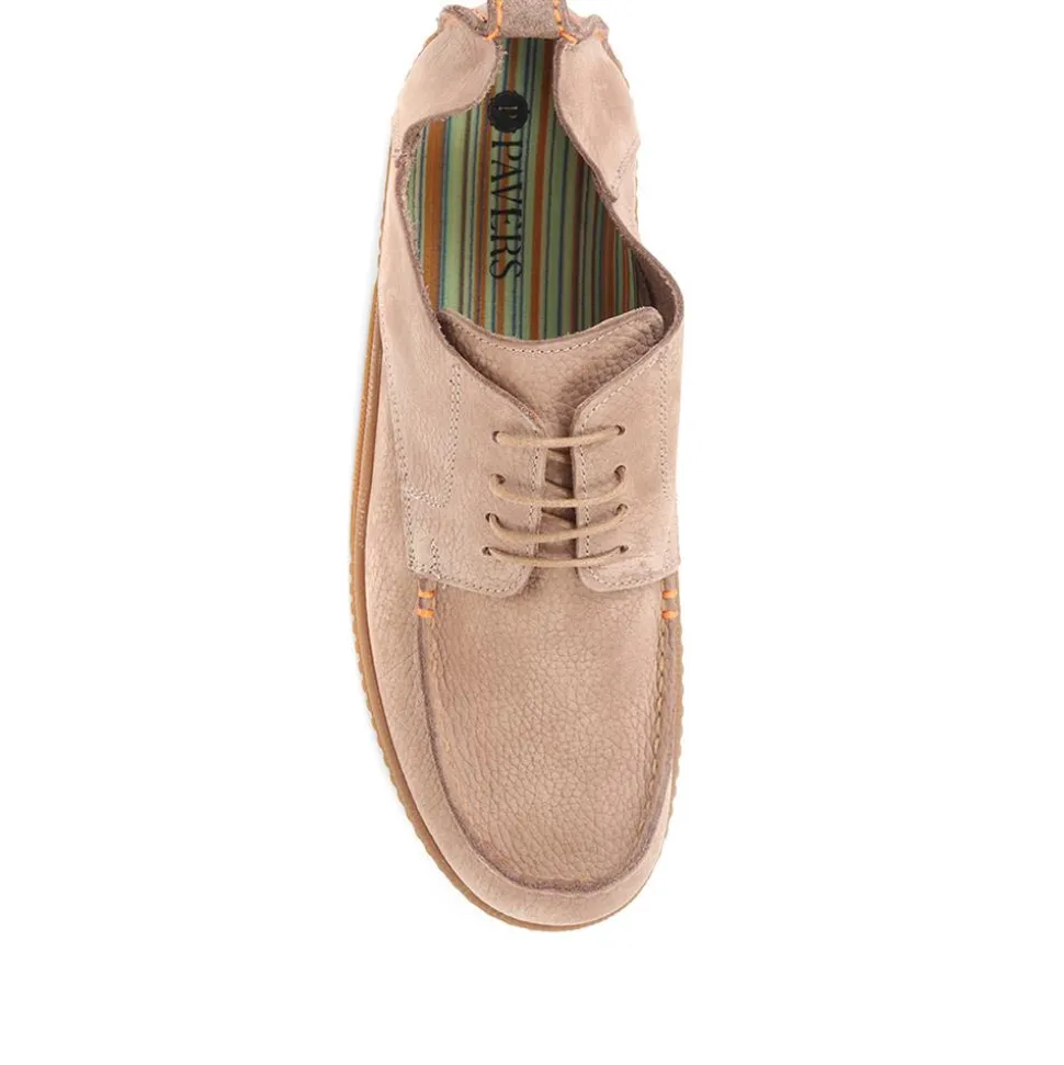 Casual Leather Lace-Up Shoes - Sand