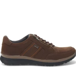 Casual Leather Lace-Up Trainers - Brown