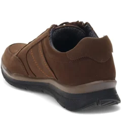 Casual Leather Lace-Up Trainers - Brown
