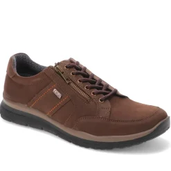 Casual Leather Lace-Up Trainers - Brown