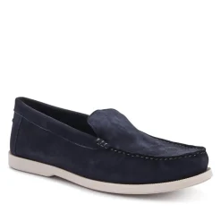 Casual Leather Loafers - Navy