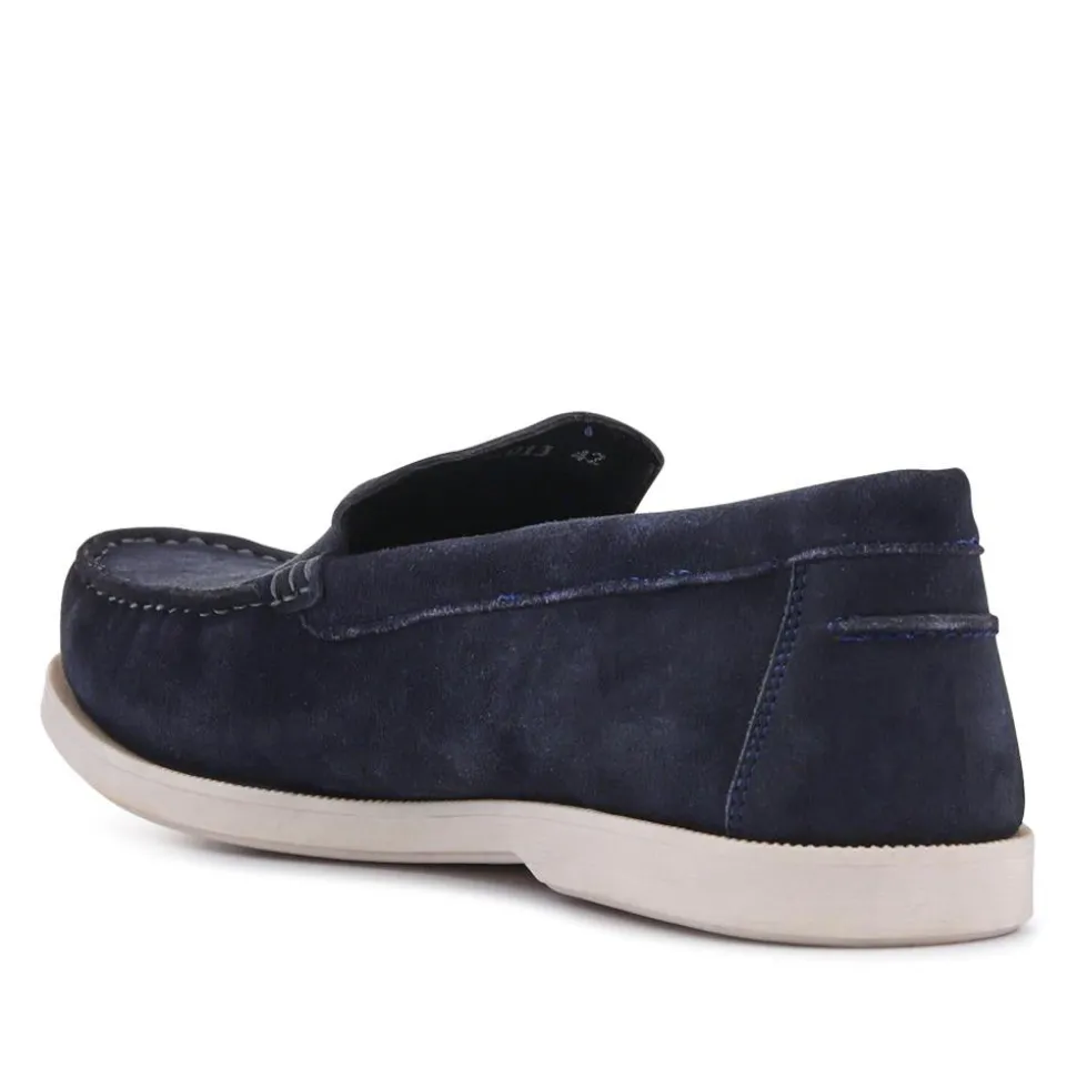 Casual Leather Loafers - Navy