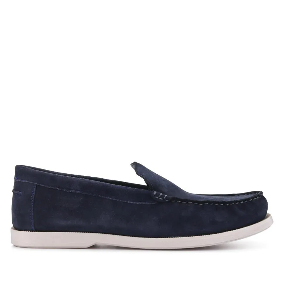 Casual Leather Loafers - Navy