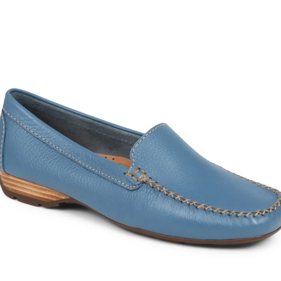 Casual Leather Moccasins - Denim