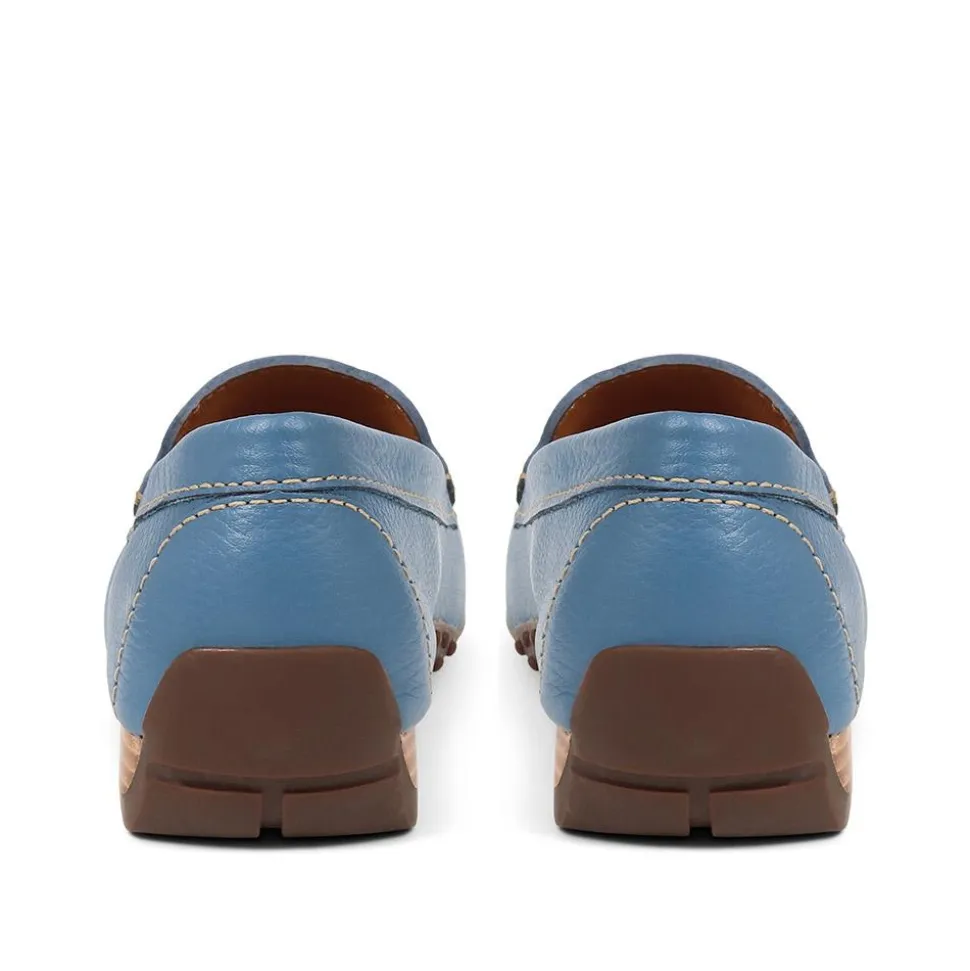 Casual Leather Moccasins - Denim
