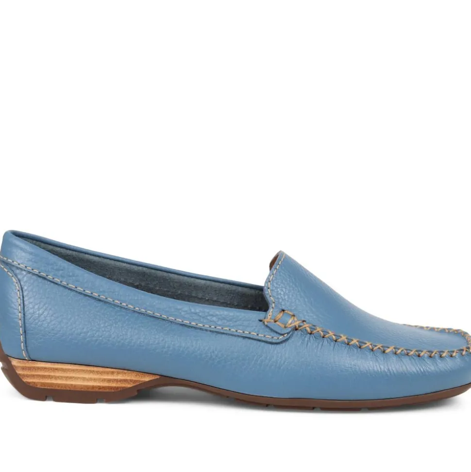 Casual Leather Moccasins - Denim