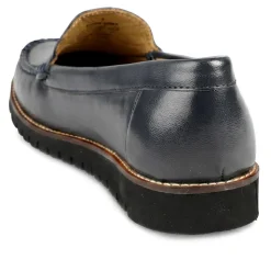 Casual Leather Moccasins - Navy