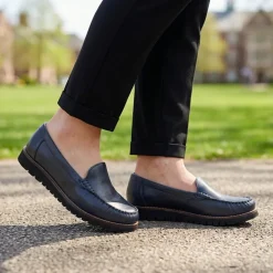Casual Leather Moccasins - Navy