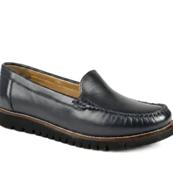 Casual Leather Moccasins - Navy