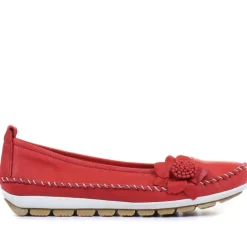 Casual Leather Pumps - Red