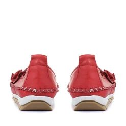 Casual Leather Pumps - Red