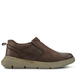 Casual Leather Slip-On Shoes - Brown