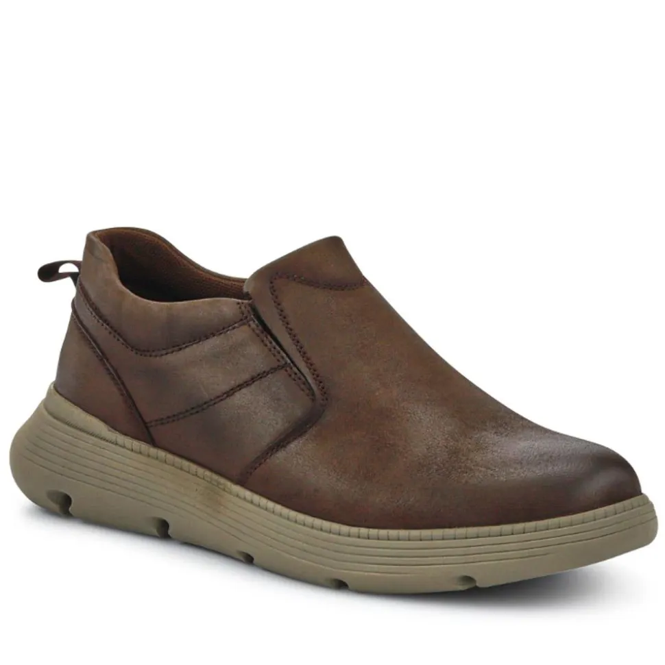 Casual Leather Slip-On Shoes - Brown