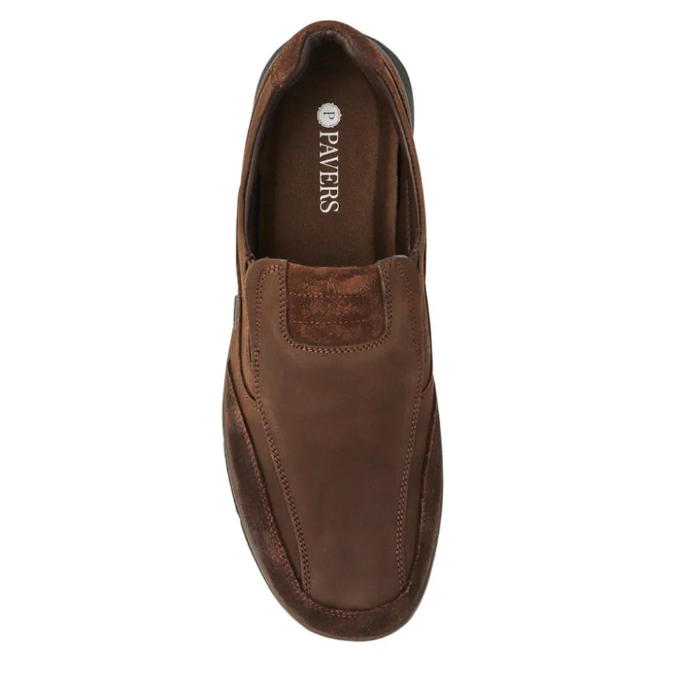 Casual Leather Slip-On Shoes - Brown