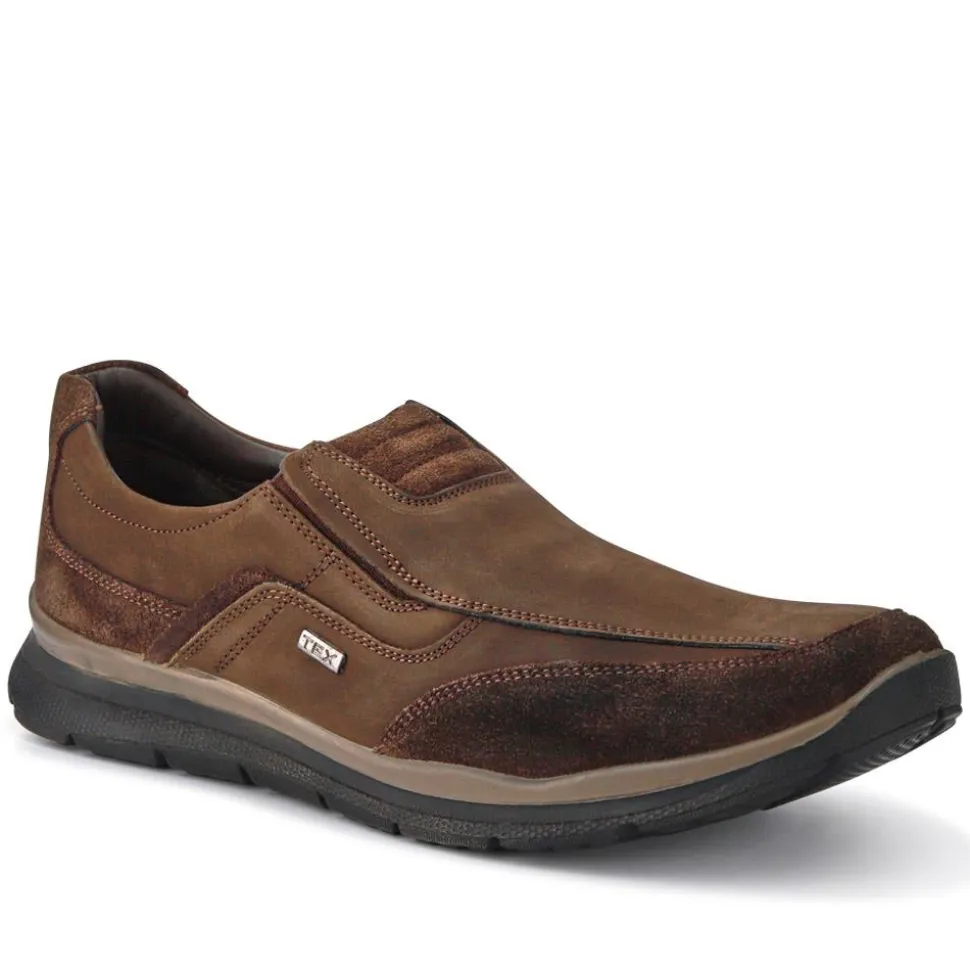 Casual Leather Slip-On Shoes - Brown