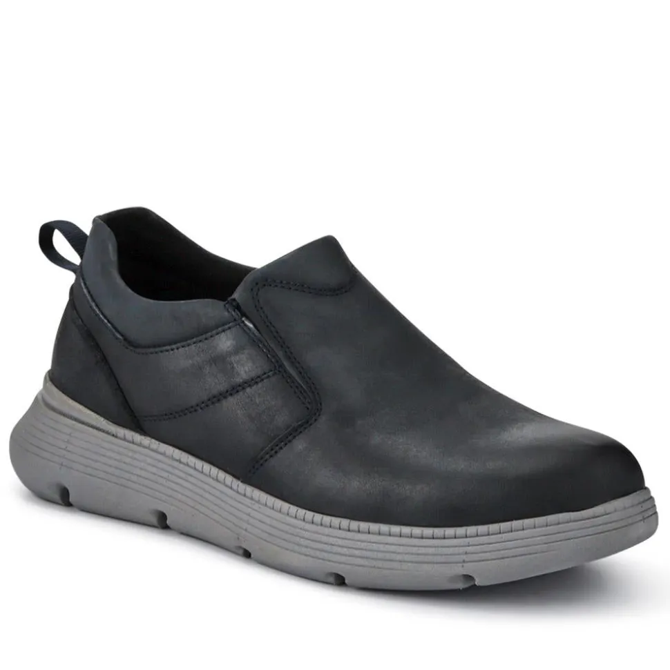 Casual Leather Slip-On Shoes - Navy