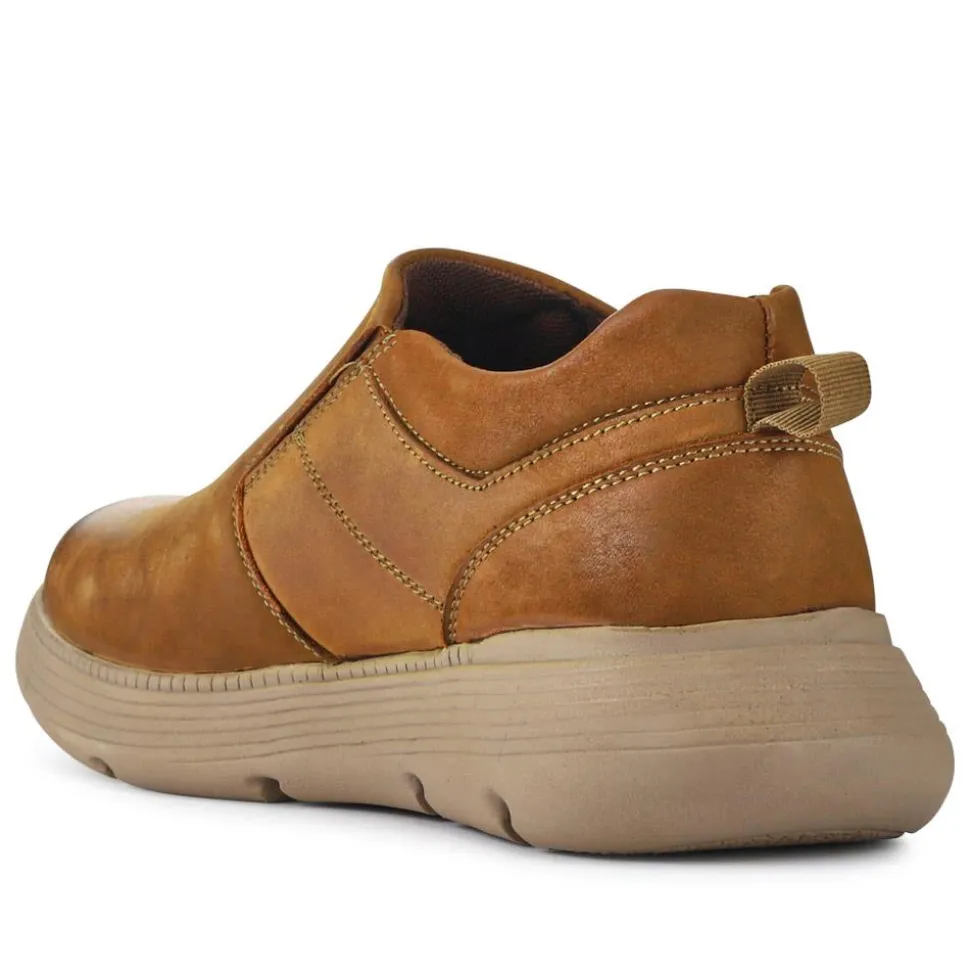 Casual Leather Slip-On Shoes - Tan