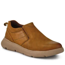 Casual Leather Slip-On Shoes - Tan