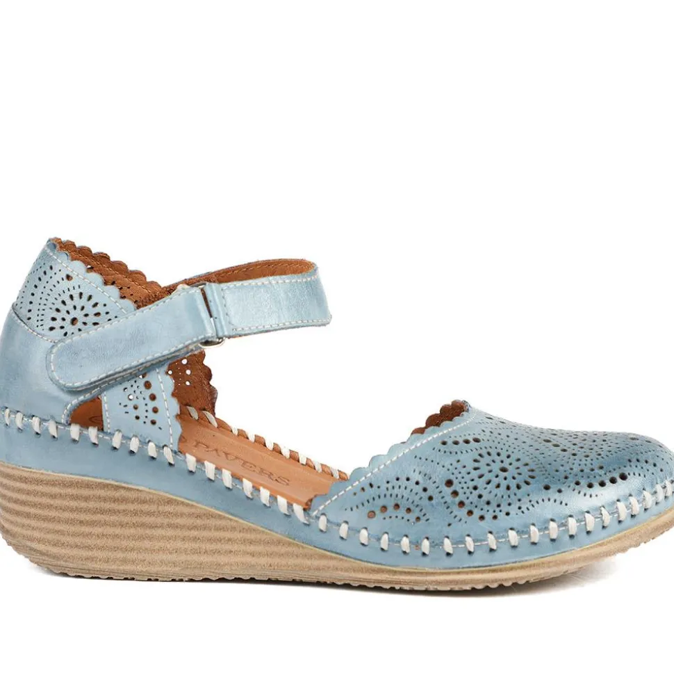 Casual Leather Touch Fasten Mary Janes - Denim Blue