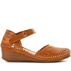Casual Leather Touch Fasten Mary Janes - Tan