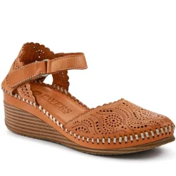 Casual Leather Touch Fasten Mary Janes - Tan