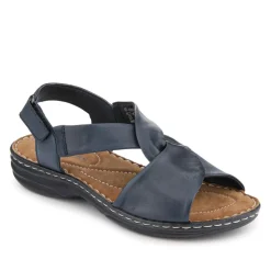 Casual Leather Touch-Fasten Sandals - Navy