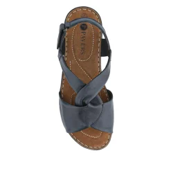 Casual Leather Touch-Fasten Sandals - Navy