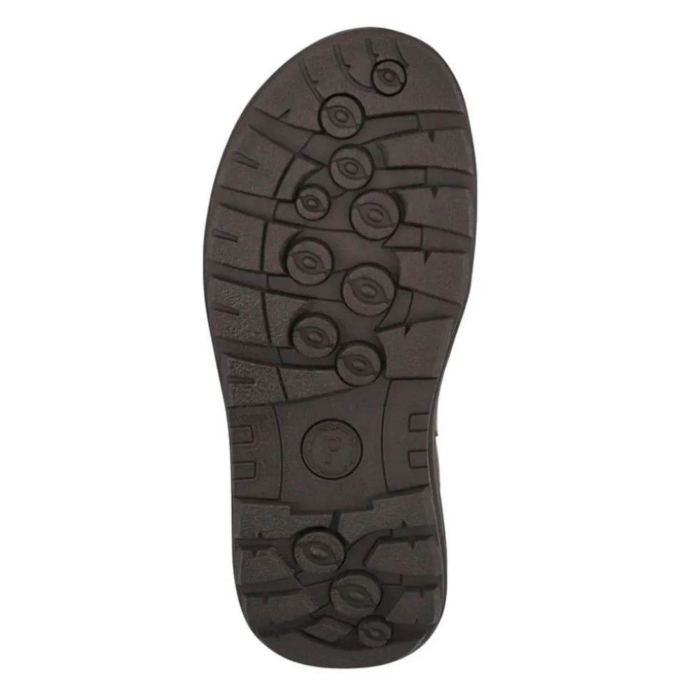 Casual Leather Touch-Fasten Sandals - Tan
