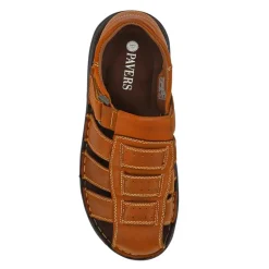 Casual Leather Touch-Fasten Sandals - Tan