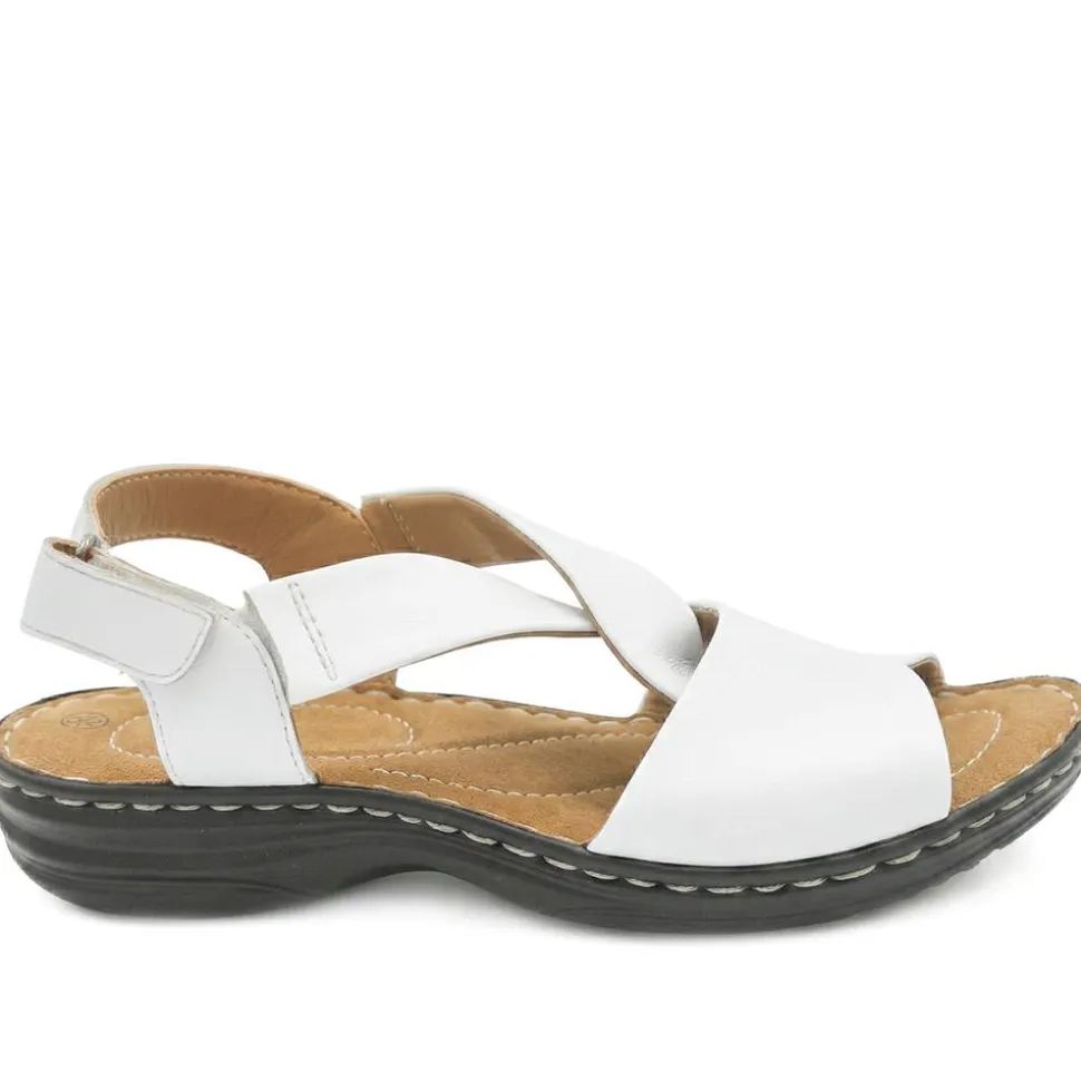Casual Leather Touch-Fasten Sandals - White