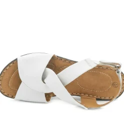 Casual Leather Touch-Fasten Sandals - White
