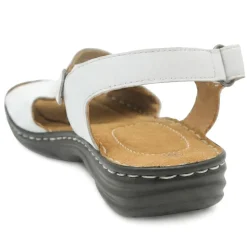 Casual Leather Touch-Fasten Sandals - White
