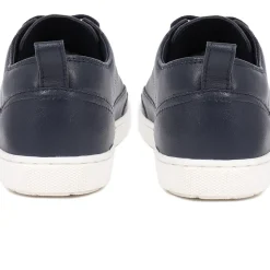 Casual Leather Trainers - Navy