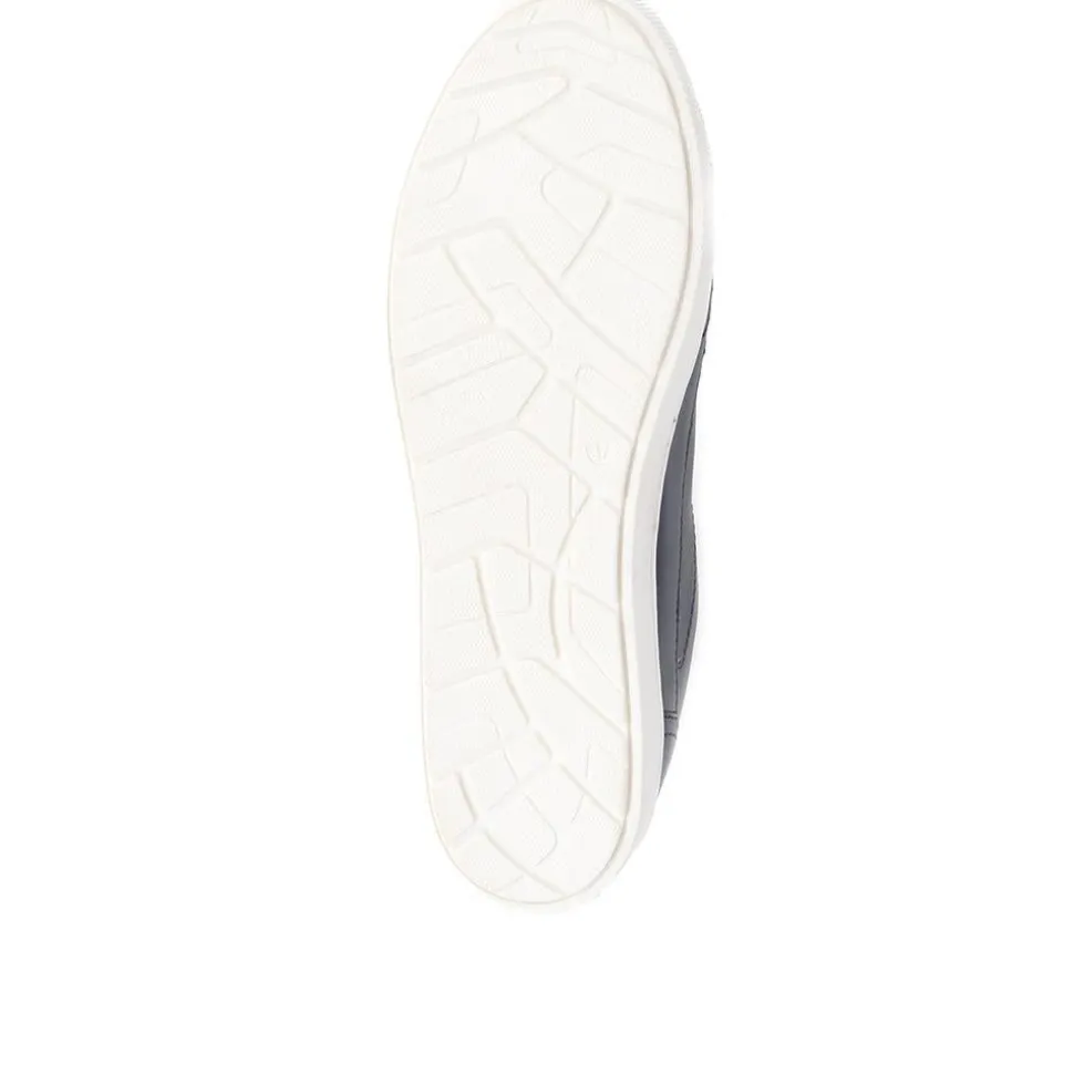 Casual Leather Trainers - Navy