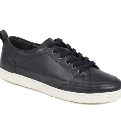 Casual Leather Trainers - Navy