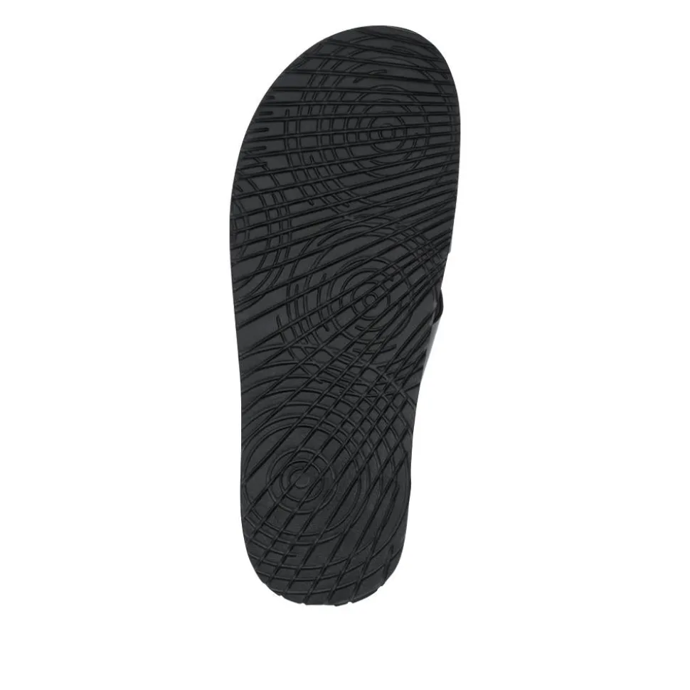 Casual Men's Leather Slide Sandals - Black