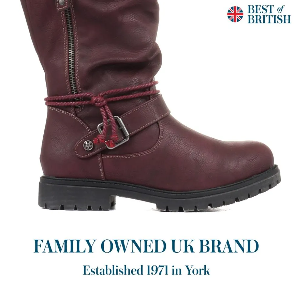 Casual Mid-Calf Boot - Burgundy